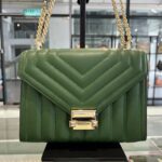 Michael Kors Whitney Medium Flap Chain Quilted Shoulder Bag (Fern Green)
