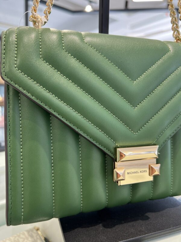 Michael Kors Whitney Medium Flap Chain Quilted Shoulder Bag (Fern Green) - Image 6