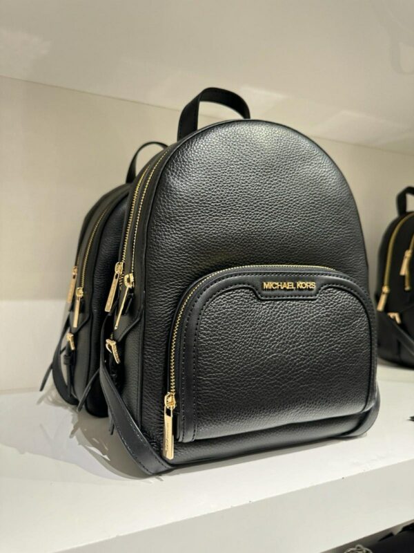 Michael Kors Jaycee Medium Pebbled Leather Backpack (Black) - Image 5
