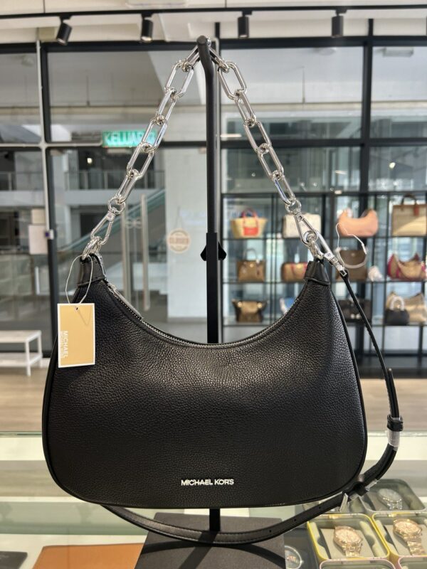 SUPER DEAL - Michael Kors Cora Large Leather Zip Pouchette (Black)
