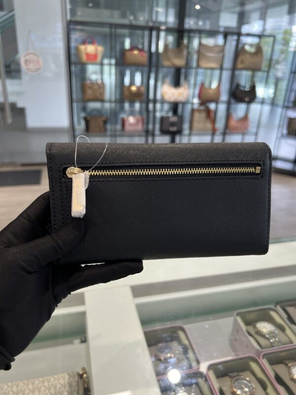 Michael Kors Jet Set Travel Leather Large Trifold Wallet (black) - Image 3