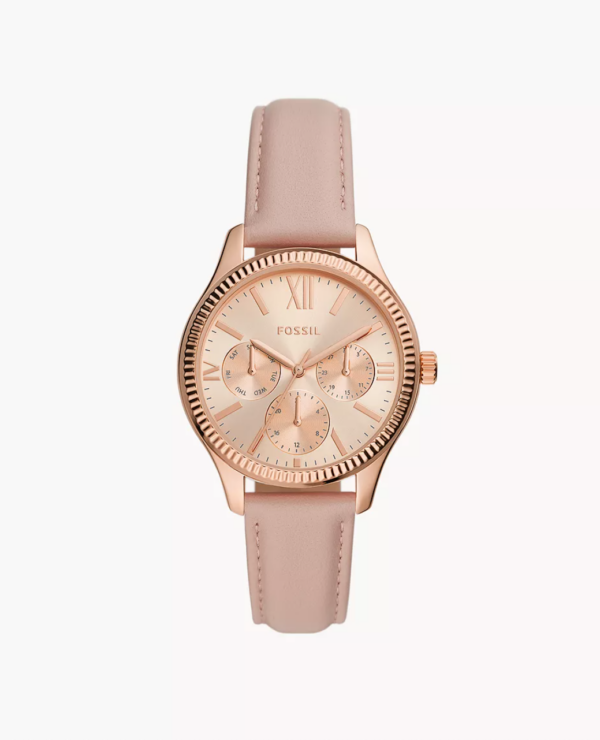 Fossil Rye Multifunction Nude Leather Women Watch (bq3763)