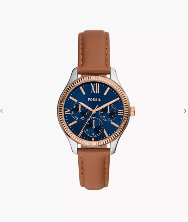 Fossil Rye Multifunction Brown Leather Women Watch (bq3765)