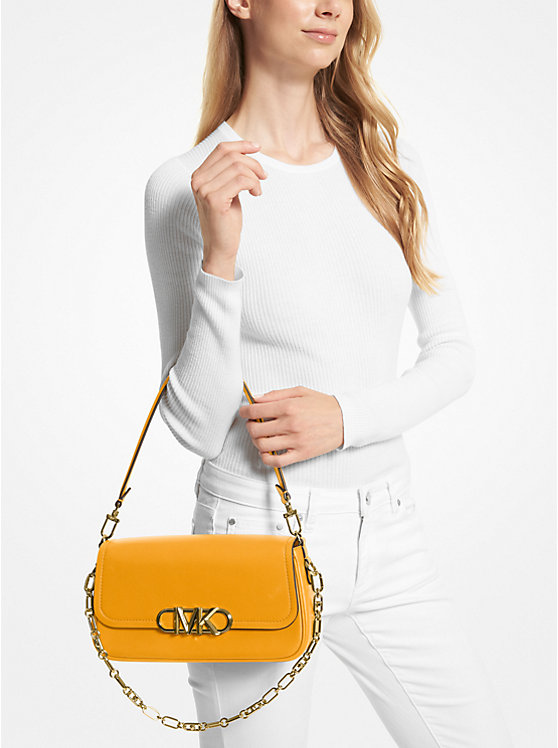 Michael Kors Parker Medium Leather Shoulder Bag (Golden Rod) Boutique ...