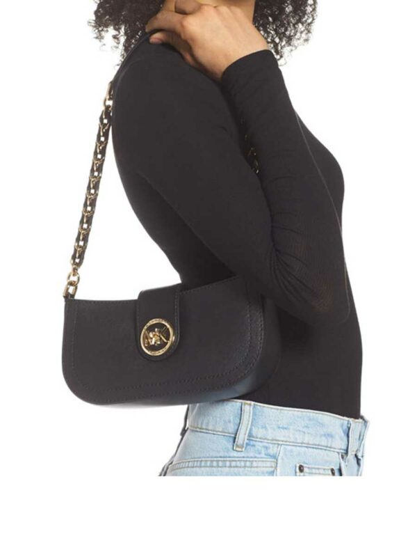 Michael Kors Carmen Small Leather Shoulder Bag (Black) - Image 5