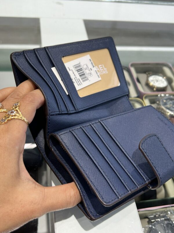 Michael Kors Jet Set Travel Saffiano Leather Bifold Zip Coin Wallet (Navy) - Image 2