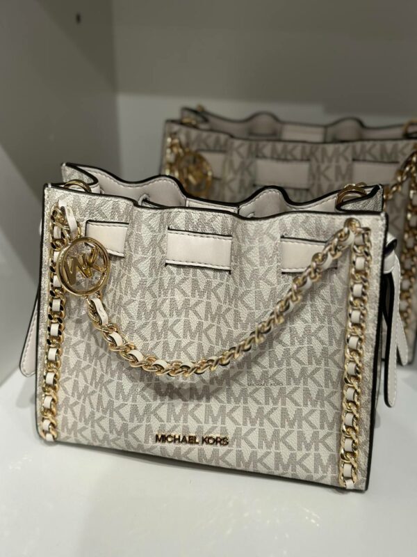 Michael Kors Mina Small Signature Logo Chain Crossbody Bag (Vanilla) - Image 4