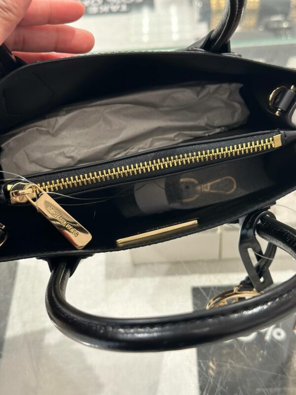 Michael Kors Mercer Medium Logo and Leather Crossbody Bag (Black/RSKF) - Image 3