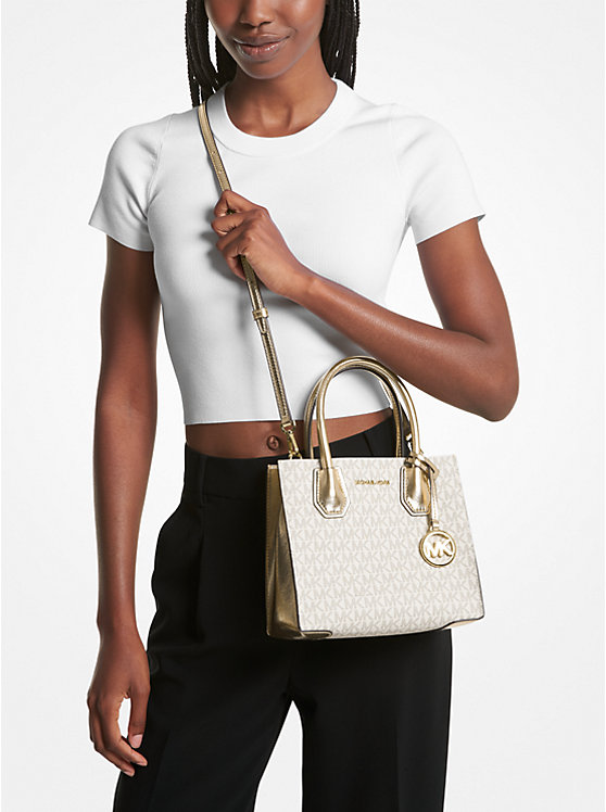 Michael Kors Mercer Medium Signature Logo and Metallic