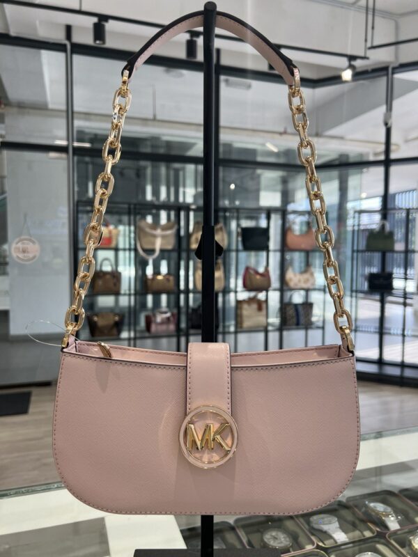 Michael Kors Carmen Small Leather Shoulder Bag (Powder Blush)