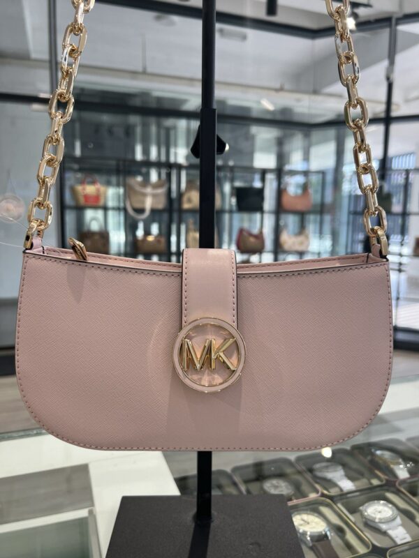 Michael Kors Carmen Small Leather Shoulder Bag (Powder Blush) - Image 3