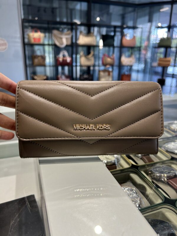 Michael Kors Jet Set Travel Leather Quilted Large Trifold Wallet (Dusk)
