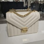 Michael Kors Whitney Medium Flap Chain Quilted Shoulder Bag (Light Cream)