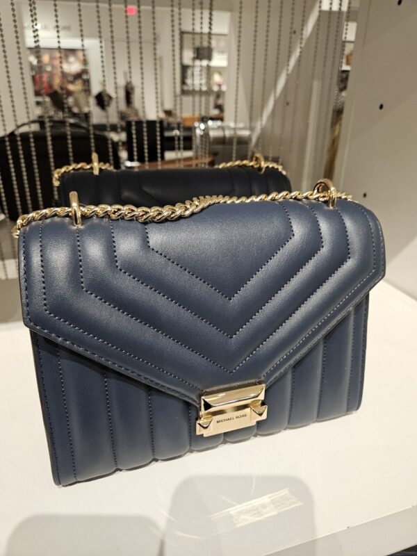 Michael Kors Whitney Medium Flap Chain Quilted Shoulder Bag (Navy)