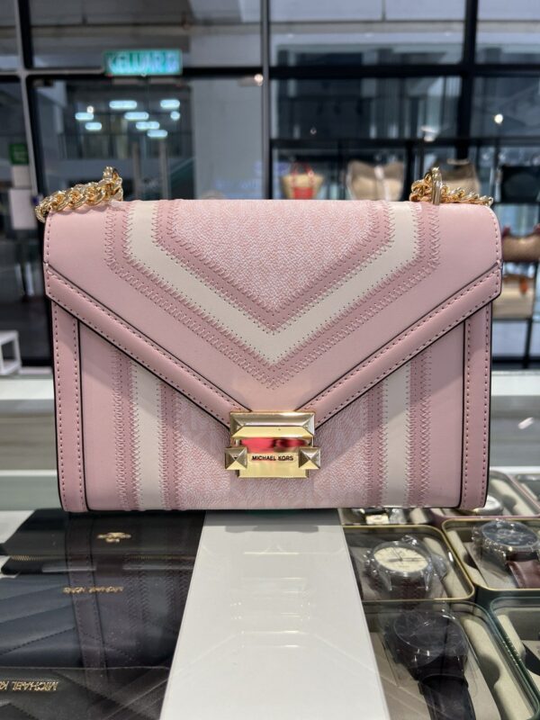 Michael Kors Whitney Medium Flap Chain Shoulder Bag (Powder Blush) - Image 4