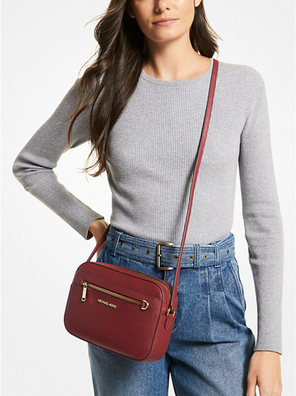 Michael Kors Jet Set Large Saffiano Leather Crossbody Bag (Dark Cherry) - Image 2