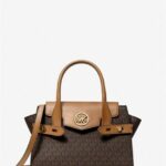 Michael Kors Carmen Medium Logo Belted Satchel (Brown)