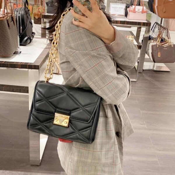 Michael Kors Serena Small Quilted Crossbody Bag (Black) - Image 2