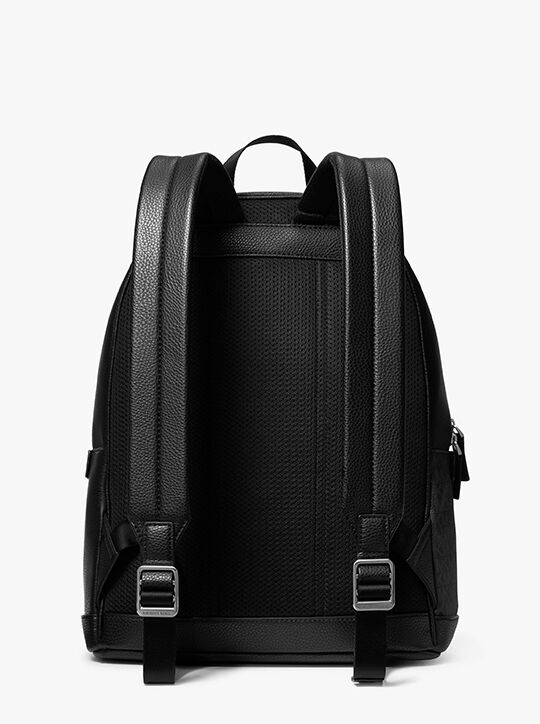 Michael Kors Cooper Logo Stripe and Leather Backpack (Dark Sangria ...