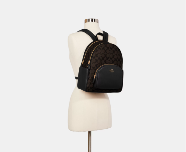 Coach Court Backpack In Signature Canvas (Brown Black) - Image 2