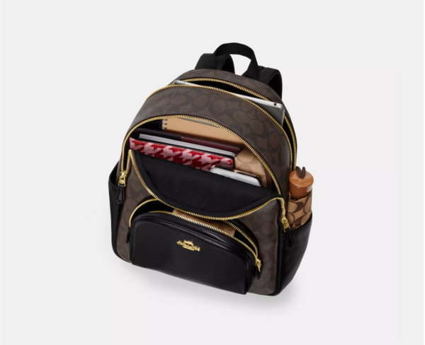 Coach Court Backpack In Signature Canvas (Brown Black) - Image 4