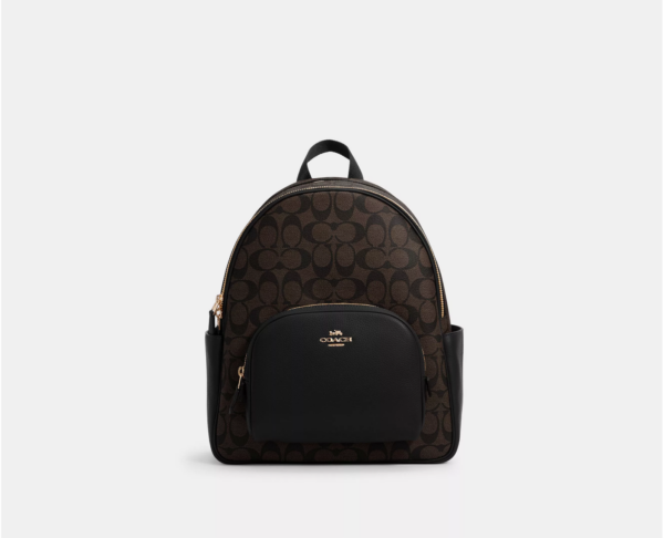 Coach Court Backpack In Signature Canvas (Brown Black)