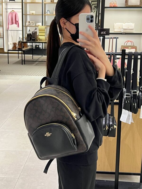 Coach Court Backpack In Signature Canvas (Brown Black) - Image 7