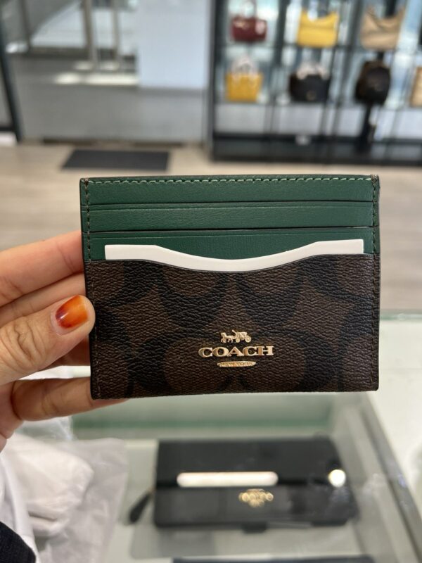 Coach Slim ID Card Case In Signature (Dark Pine)