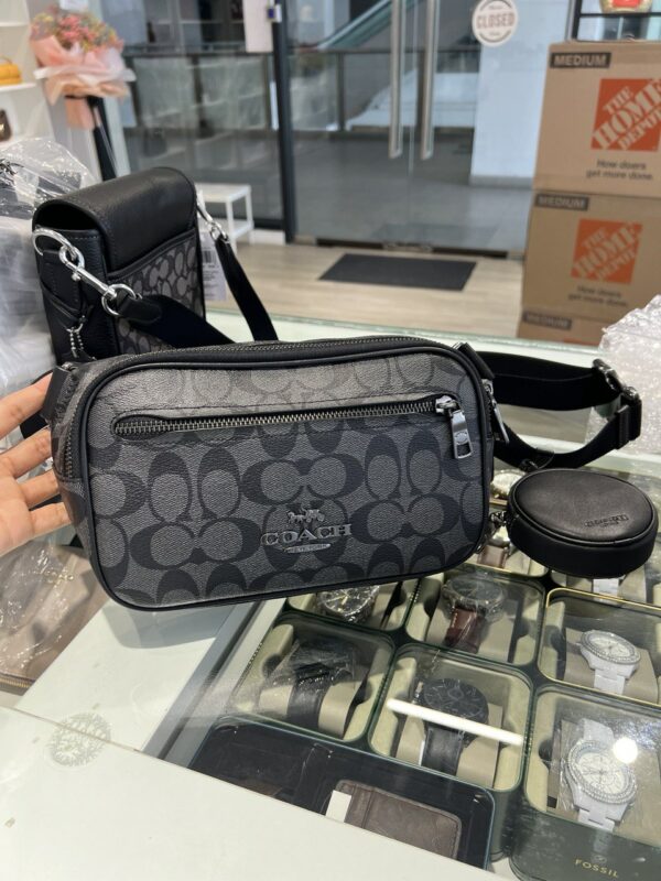 Coach Elias Belt Bag In Signature Canvas (Black) - Image 2