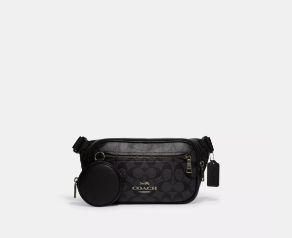 Coach Elias Belt Bag In Signature Canvas (Black)
