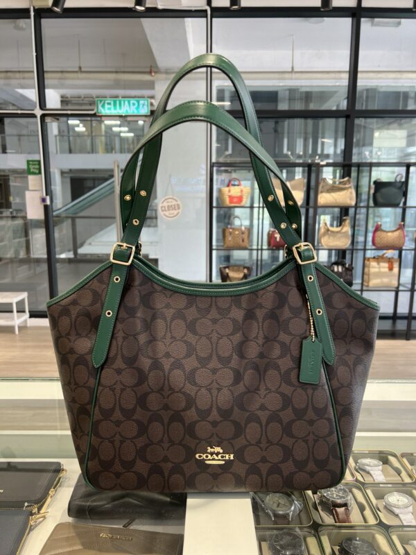Coach Meadow Shoulder Bag In Signature Canvas (Dark Pine)