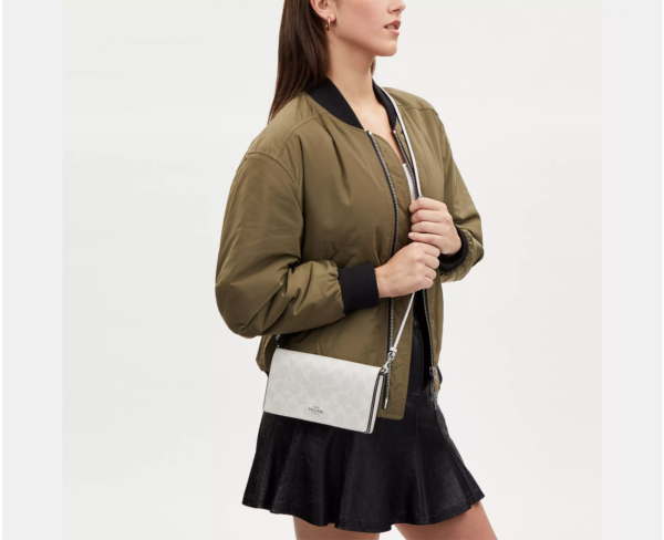 Coach Boxed Anna Foldover Clutch Crossbody And Card Case Set In Signature (Chalk) - Image 5