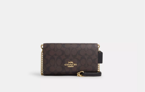 Coach Flap Clutch Crossbody (Brown Black)