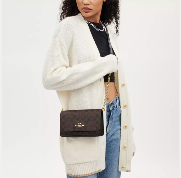 Coach Flap Clutch Crossbody (Brown Black) - Image 2