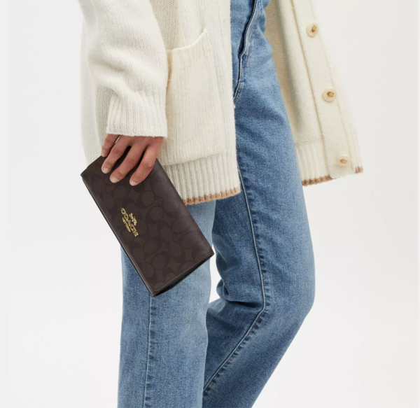 Coach Flap Clutch Crossbody (Brown Black) - Image 5
