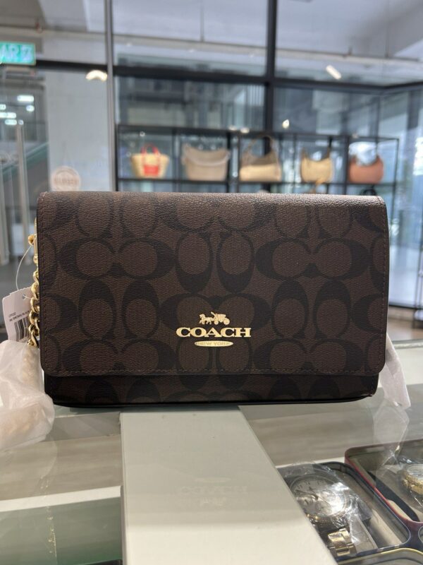 Coach Flap Clutch Crossbody (Brown Black) - Image 6