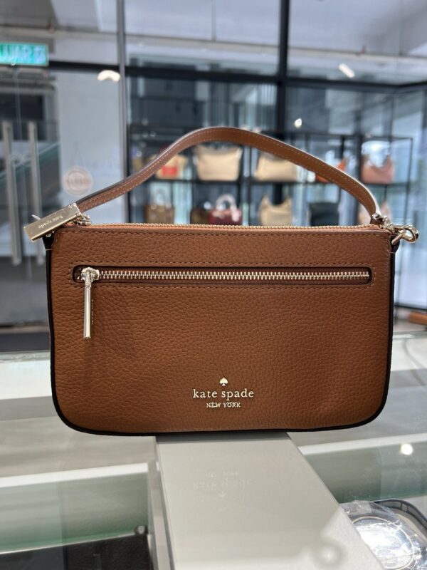 Kate Spade Leila Pebbled Leather Convertible Wristlet (Ginger) - Image 3