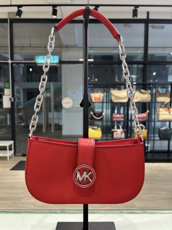Michael Kors Carmen Small Leather Shoulder Bag (Red)