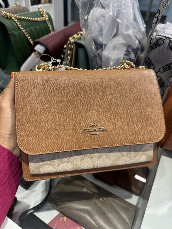 Coach Klare Crossbody Bag In Signature Canvas (Khaki/Light Saddle/RSKF) - Image 7