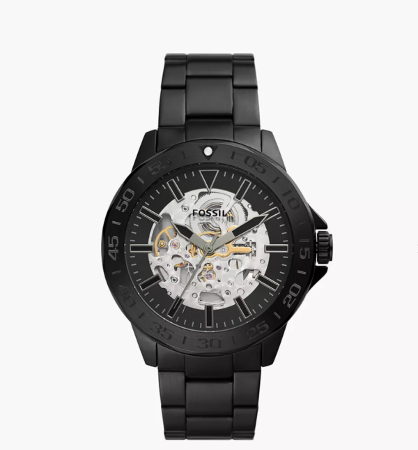 Fossil Bannon Automatic Black Stainless Steel Watch Men (BQ2679)