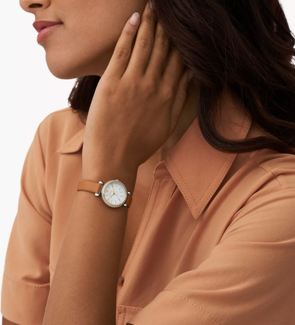 Fossil Tillie Mini Three-Hand Brown Leather Watch Women (BQ3900) - Image 2