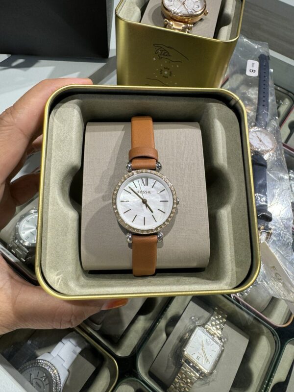 Fossil Tillie Mini Three-Hand Brown Leather Watch Women (BQ3900) - Image 4