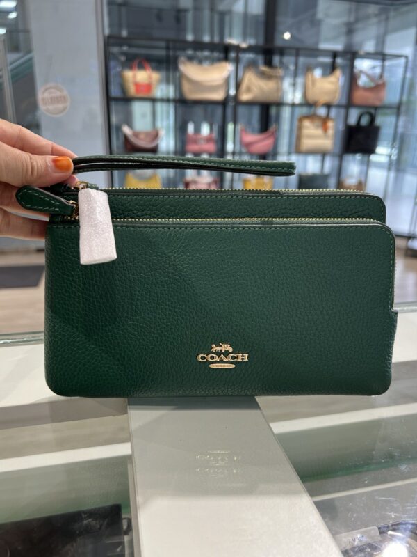 Coach Double Zip Wallet (Dark Pine) - Image 2