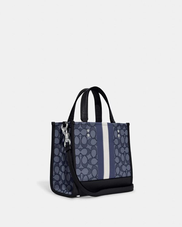 Coach Dempsey Tote 22 In Signature Jacquard With Stripe And Coach Patch (Navy) - Image 5