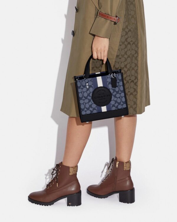 Coach Dempsey Tote 22 In Signature Jacquard With Stripe And Coach Patch (Navy) - Image 3