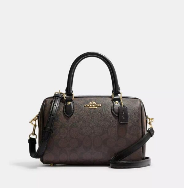 Coach Rowan Satchel Bag In Signature Canvas (Brown Black)
