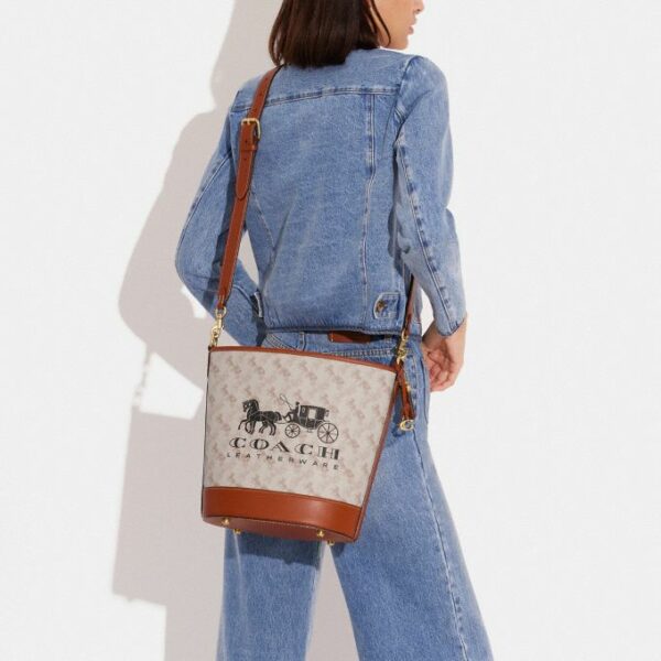 Coach Dakota Bucket Bag With Horse And Carriage (Saddle)- Boutique Transfer - Image 3