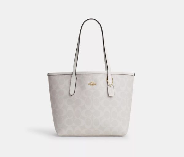 Coach Mini City Tote In Signature Canvas (Glacier)