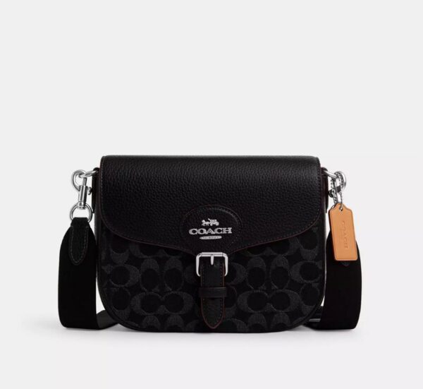 Coach Amelia Saddle Bag in Signature Denim (Black)