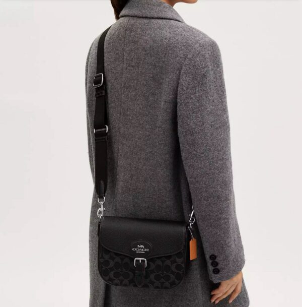 Coach Amelia Saddle Bag in Signature Denim (Black) - Image 4